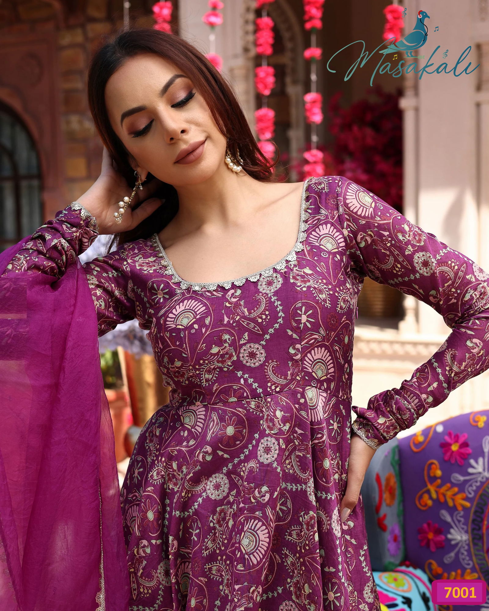 Masakali Vol 07 Masleen Printed Long Anarkali Kurtis With Bottom Dupatta Wholesale Market In Surat